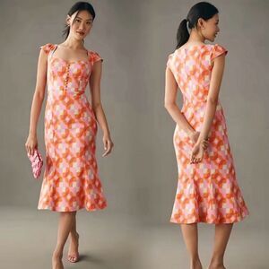 NWT Anthropologie The Cecily Fit and Flare Sweetheart Midi Dress Size XL